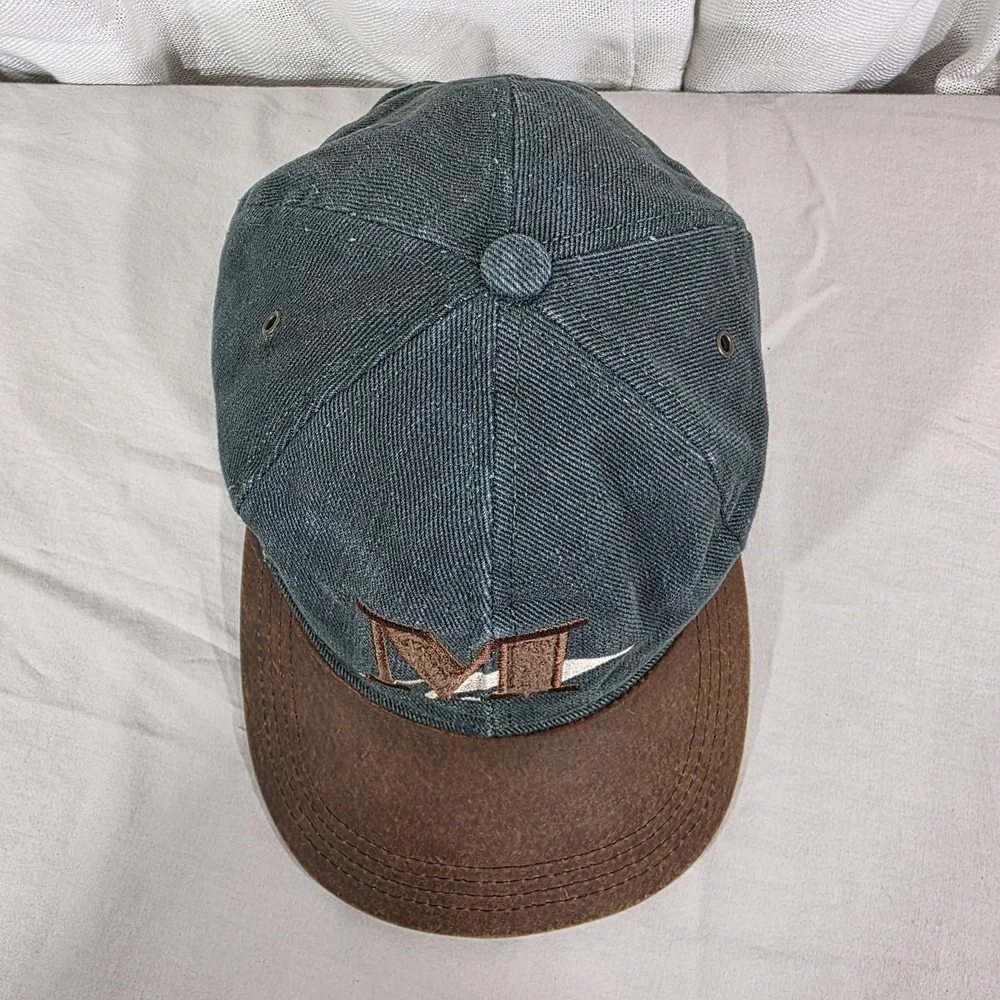 Goofy’s Hat Co. Vintage Strapback “M” Logo Hat – USA Made – Green & Brown